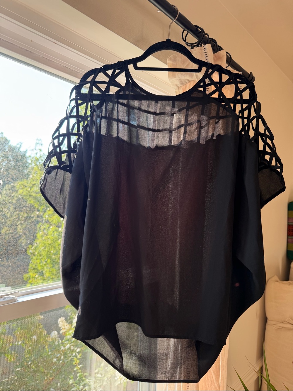 Vintage black top with cut outs